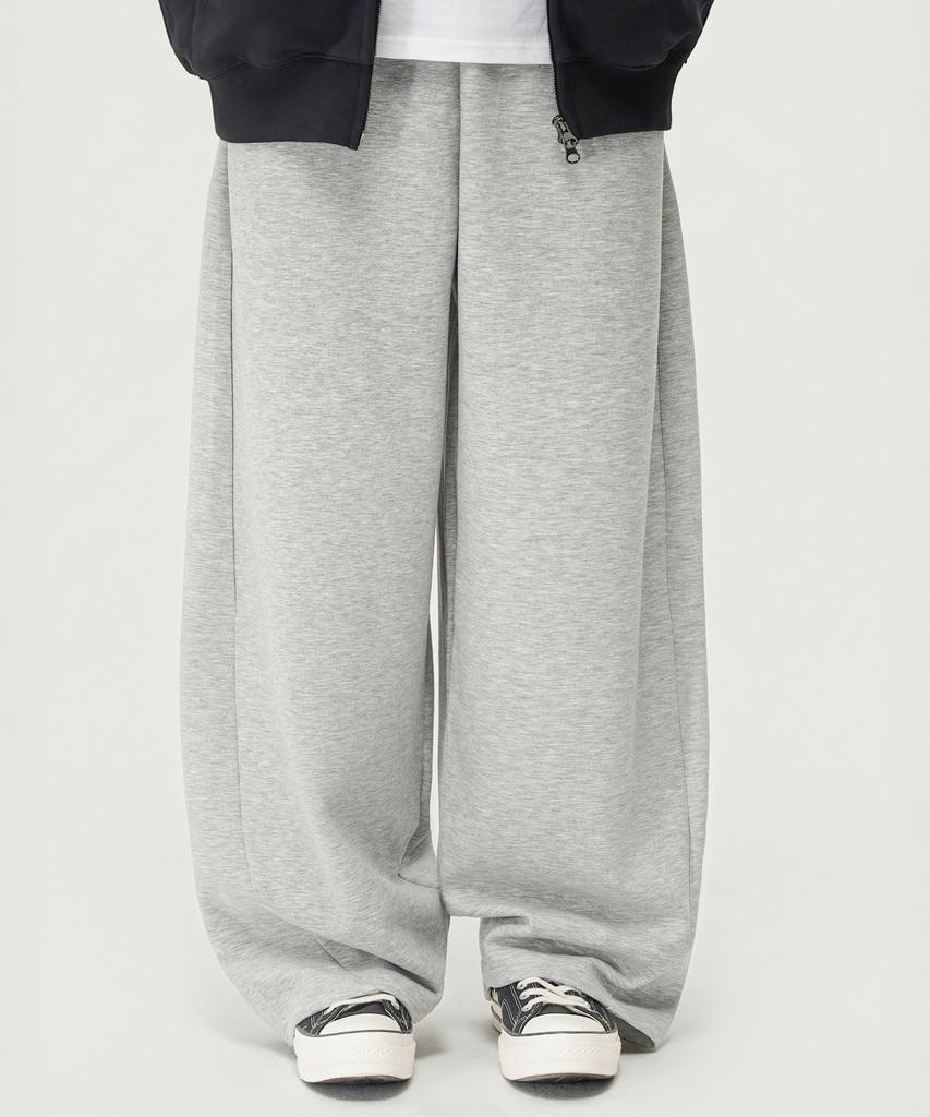 Beokeuldaun Comfort Curved Fit Wide Sweatpants (Melange Grey)