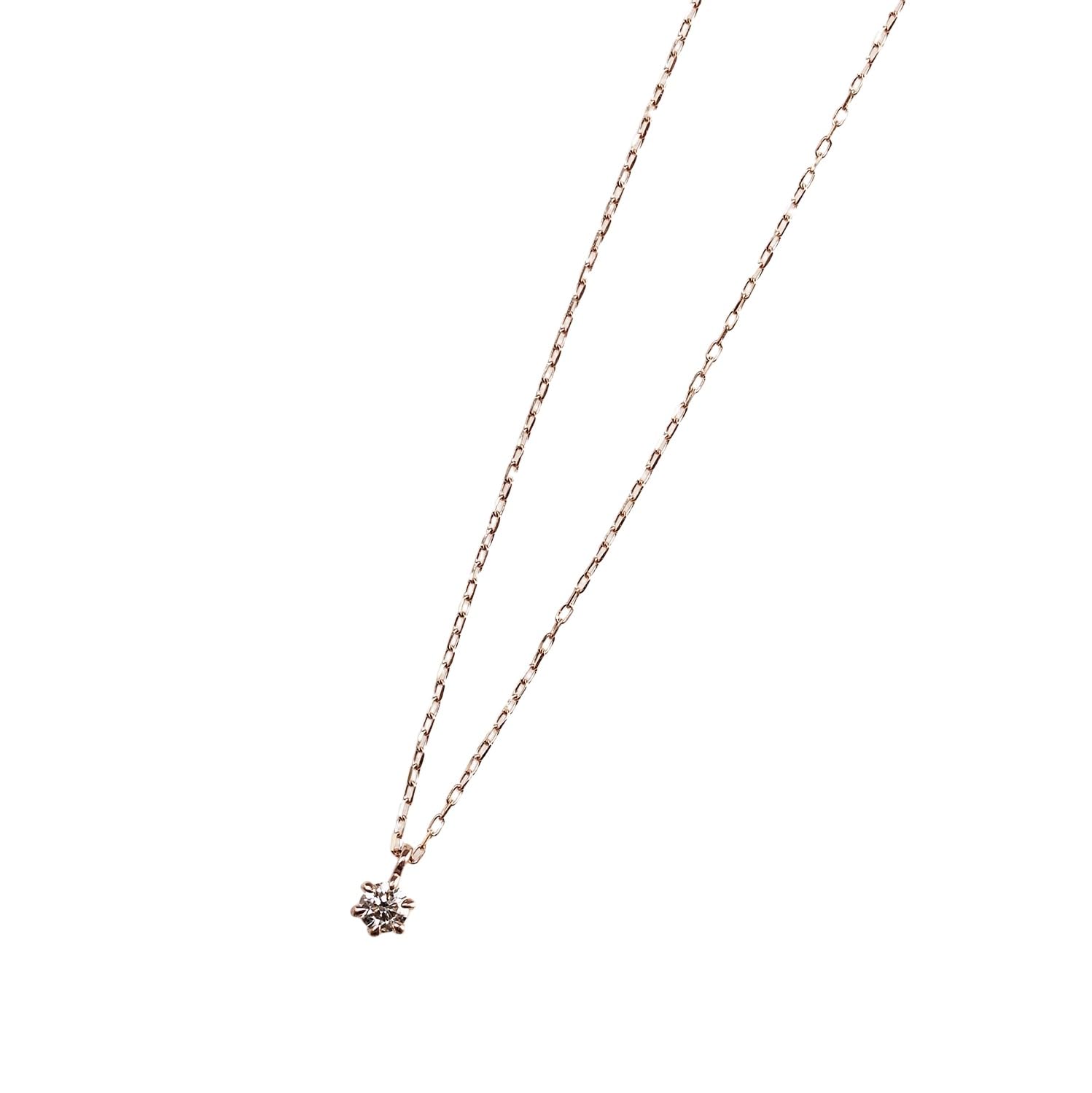 Diamond Necklace K10 Gold Small Gift sparkle of [Soy] (0.05ct / / / Through) Elegant, Delicate, (April Birthstone) (Sophisticated diamond) (Pink Gold)