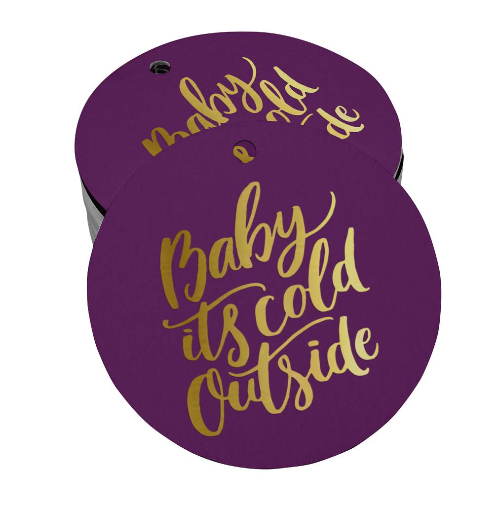 Inkdotpot Real Gold Foil Baby It's Cold Outside Baby Shower Tags Favor Hang Paper Tags 100