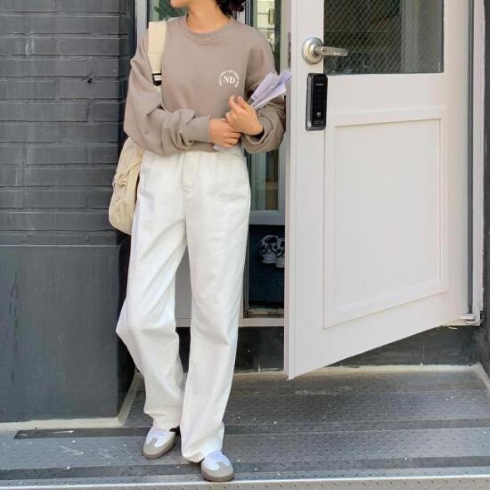 Open Run AbaSSo Women S Simple Plain Wide pantS Autumn