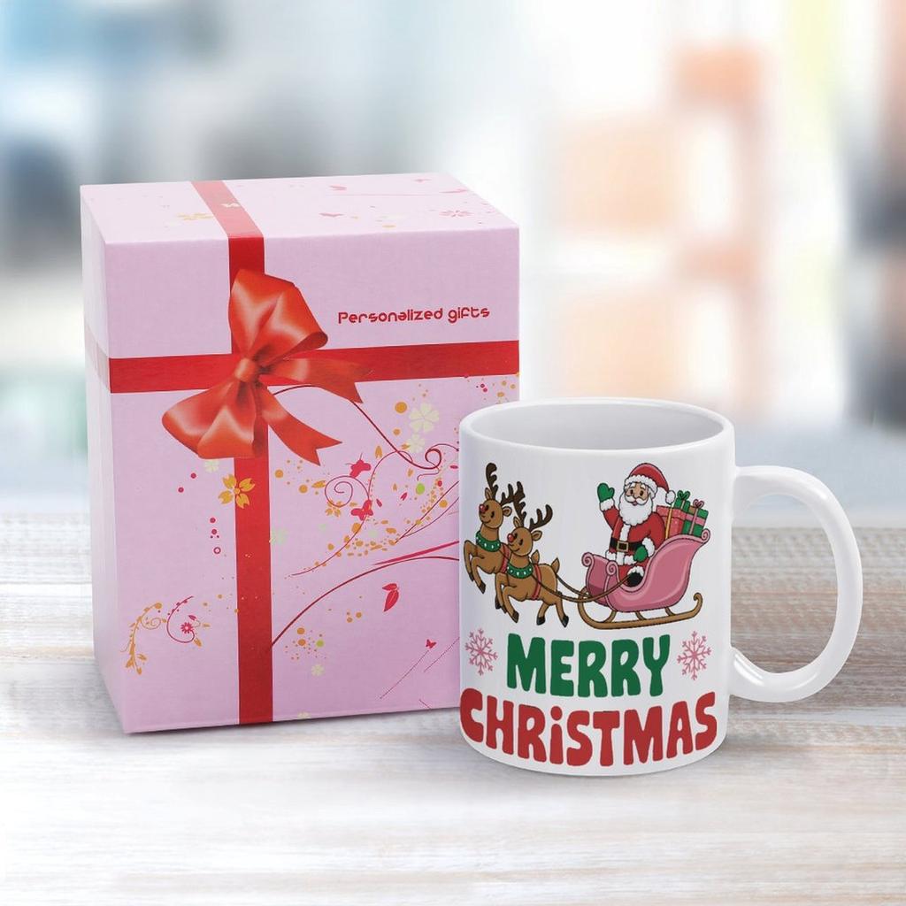 1pc 11oz blank ceramic coffee mug, double-sided printed cup, clean white tone, heavy duty handle, convenient daily drink companion for home