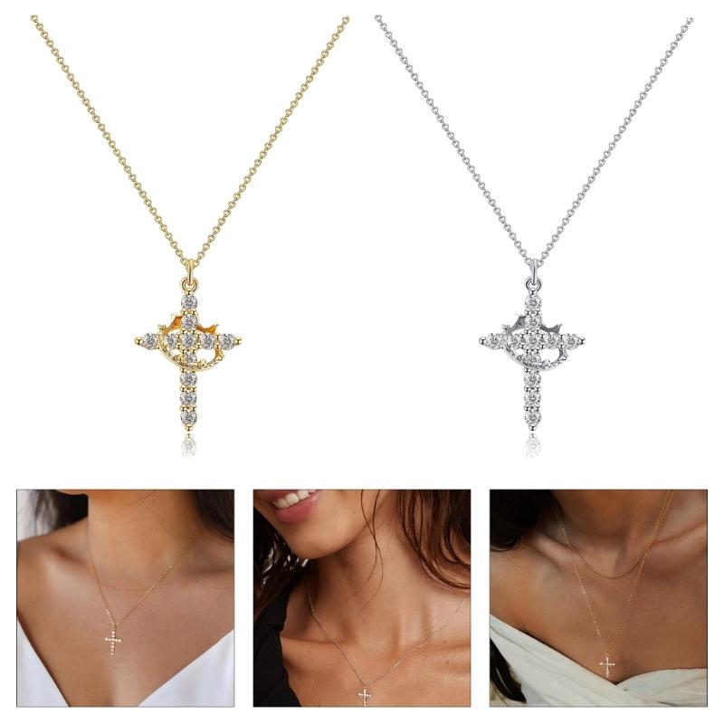 Módní choker náhrdelník s robustním přívěskem s křížky z nerezové oceli, šperkový doplněk pro trendy ženy a dívky