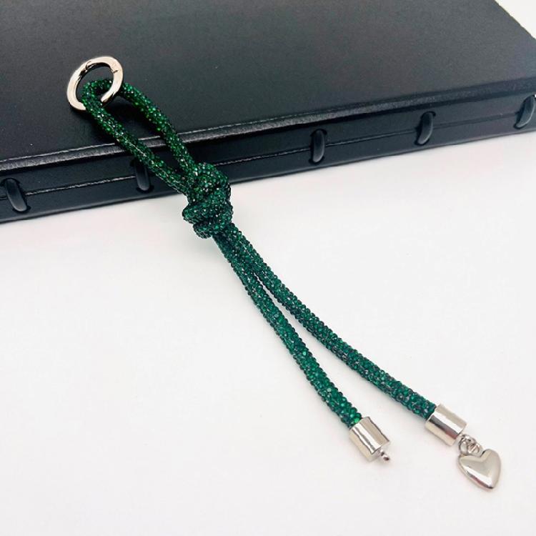 Diamonds Encrusted Heart Keychain Elegant Crystal Heart Phone Strap Keychain Charm Jewelry Gift for Trendy Ladies