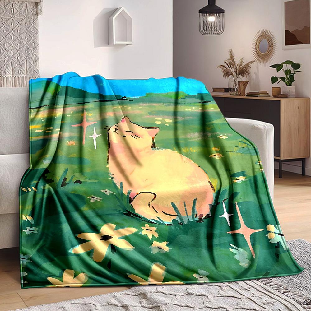 1pc Cat Garden Lightweight Flannel Blanket, Comfortable and Warm Blanket, for Office and Camping Sofa Bed, Livingroom012