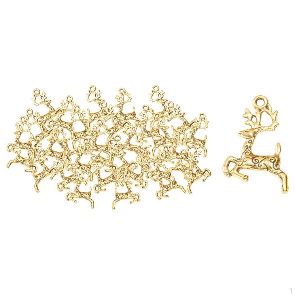 100Pcs Deer Pendants Charms Craft Supplies DIY for Jewelry Making Findings