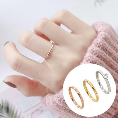 3-teiliges Stapelring-Set für Damen, runde Zirkonia-Ringe, Edelstahlringe, exquisite Schmuckgeschenke