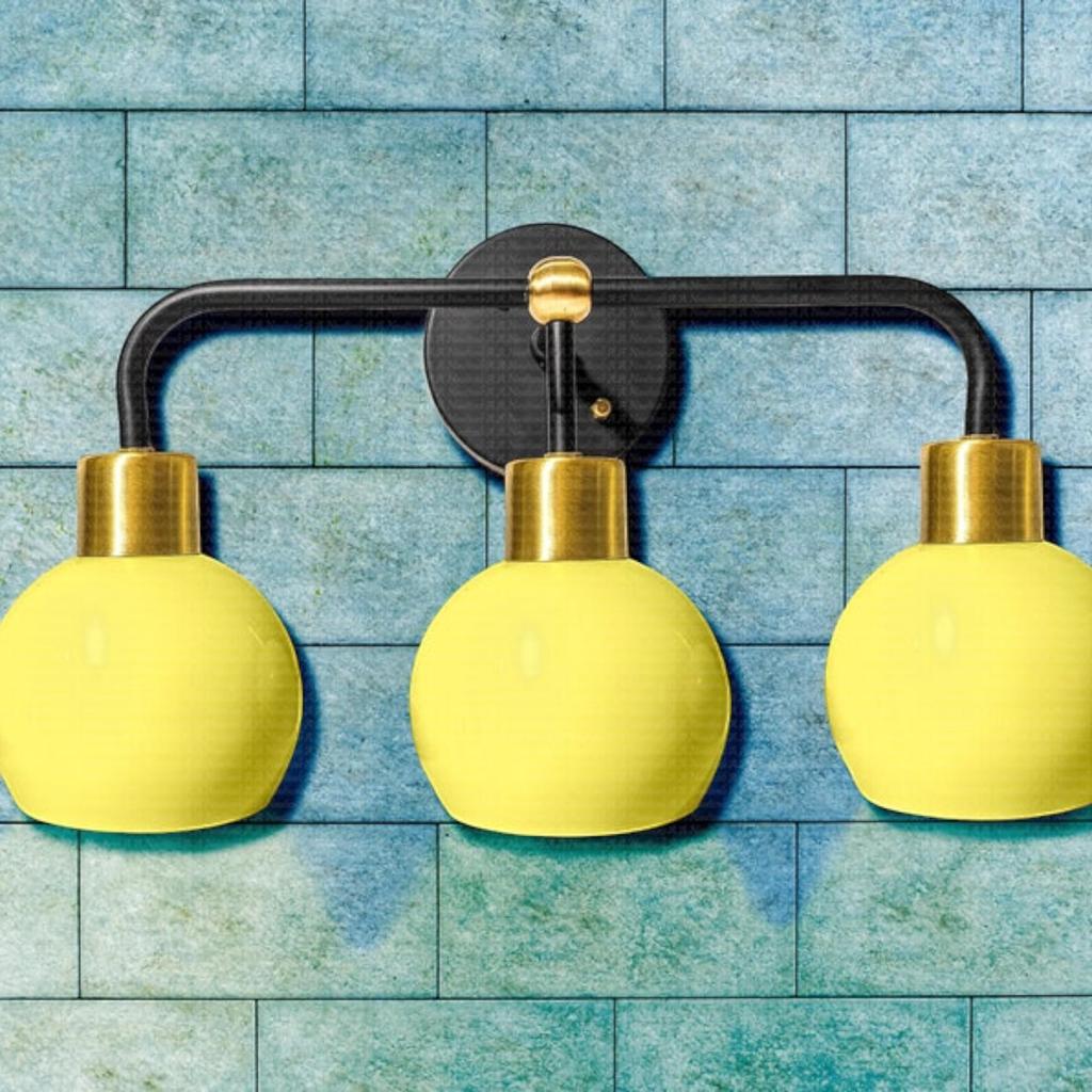 Vanity Lighting - 3 Bulb Vanity Light - Wall Sconce Lamp Lighting Mid Century Bell Shade Wall Fixture (3-Lights, Multiple Colors)