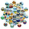 New 50 Pictures of Mainland Landscape Aesthetic Cartoon Graffiti Round Stickers Creative DIY Suitcase Mobile Phone Stickers