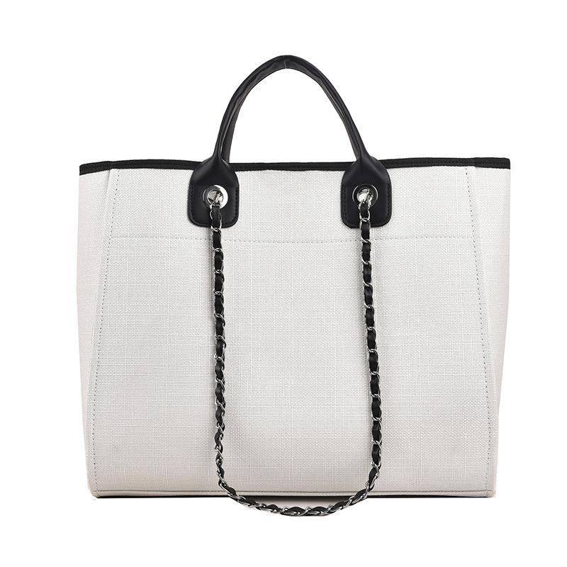 Women's Bag New Fashionable Texture Shoulder Handbag Large Capacity Canvas Chain Tote Bag Tide