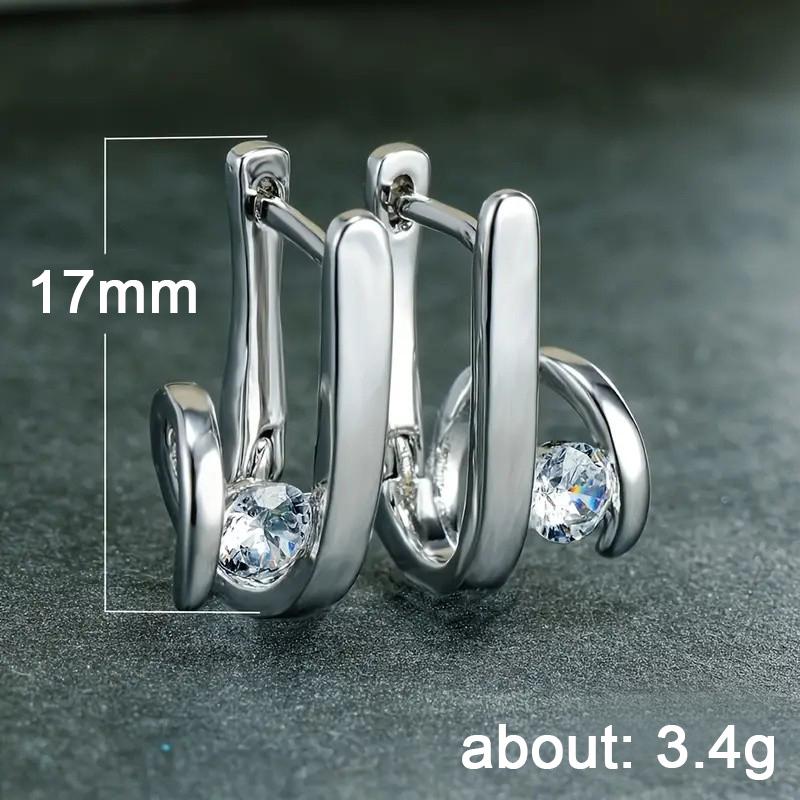 Huitan Cercei Creativi Tip Hoop Femei Culoare Formă Geometrică cu Zirconiu Cubic Rotund Fete Cercei Metalici Bijuterii de Modă