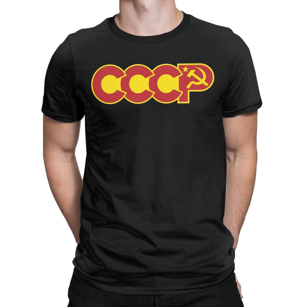 CCCP Logo T Shirt Men 100 Cotton Vintage TShirt O Neck  Tees Short Sleeve Tops Gift Idea