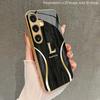 Gold L-Shape Pattern 2D Phone Case for Samsung S26 S25 S24 S23 S22 S21 S20 A56 A36 A16 - Golden Glass Protective Cover