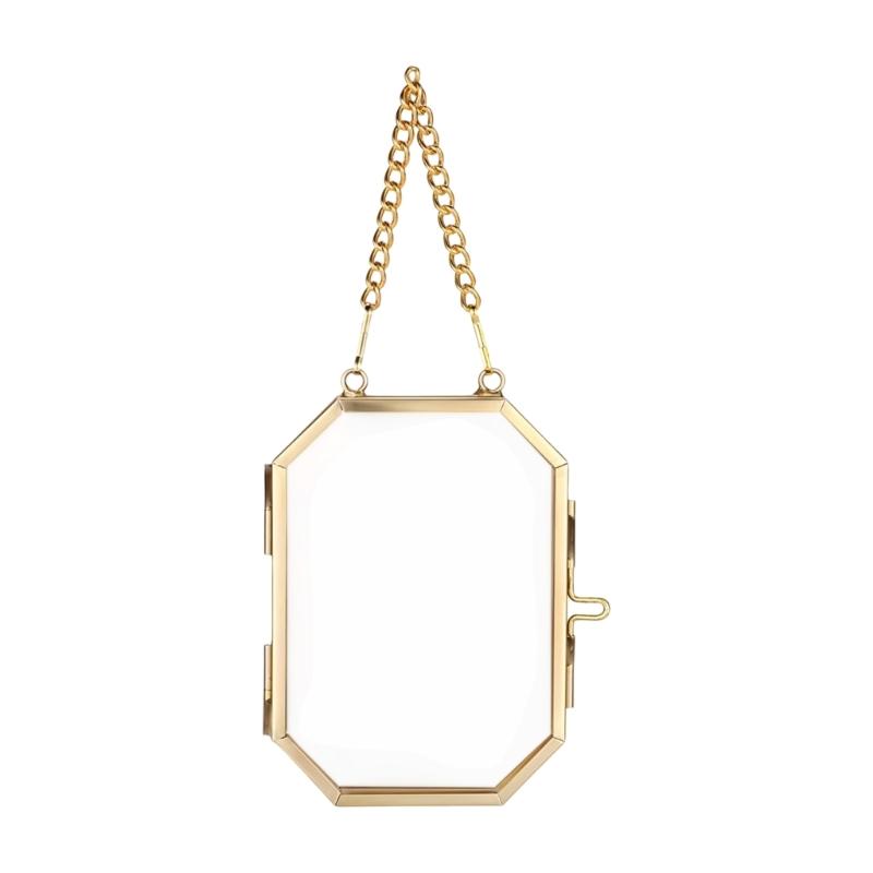 Glazen Ophanglijst Gouden Metalen Fotolijst Helder Glas Zwevend Frame Ophangbaar Werk Display Frame voor Gedroogd