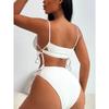 Sexy White Bikini Set 2026 Women Hollow Bandage Cross Push Up Drawstring Side High Waist Swimsuit Beach Bathing Suit Swimwear