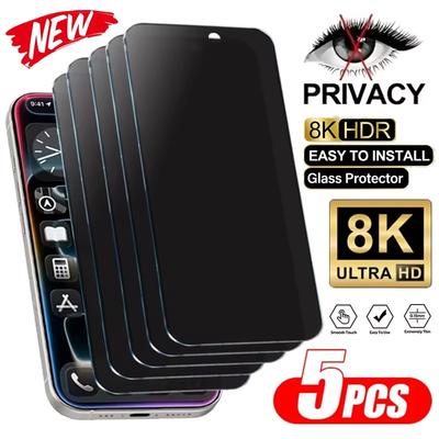 5Pcs Anti-Spy Glass for IPhone 17 Air 16 15 14 13 12 11 PRO MAX 16e XR XS Privacy Screen Protectors for IPhone 17 Tempered Glass