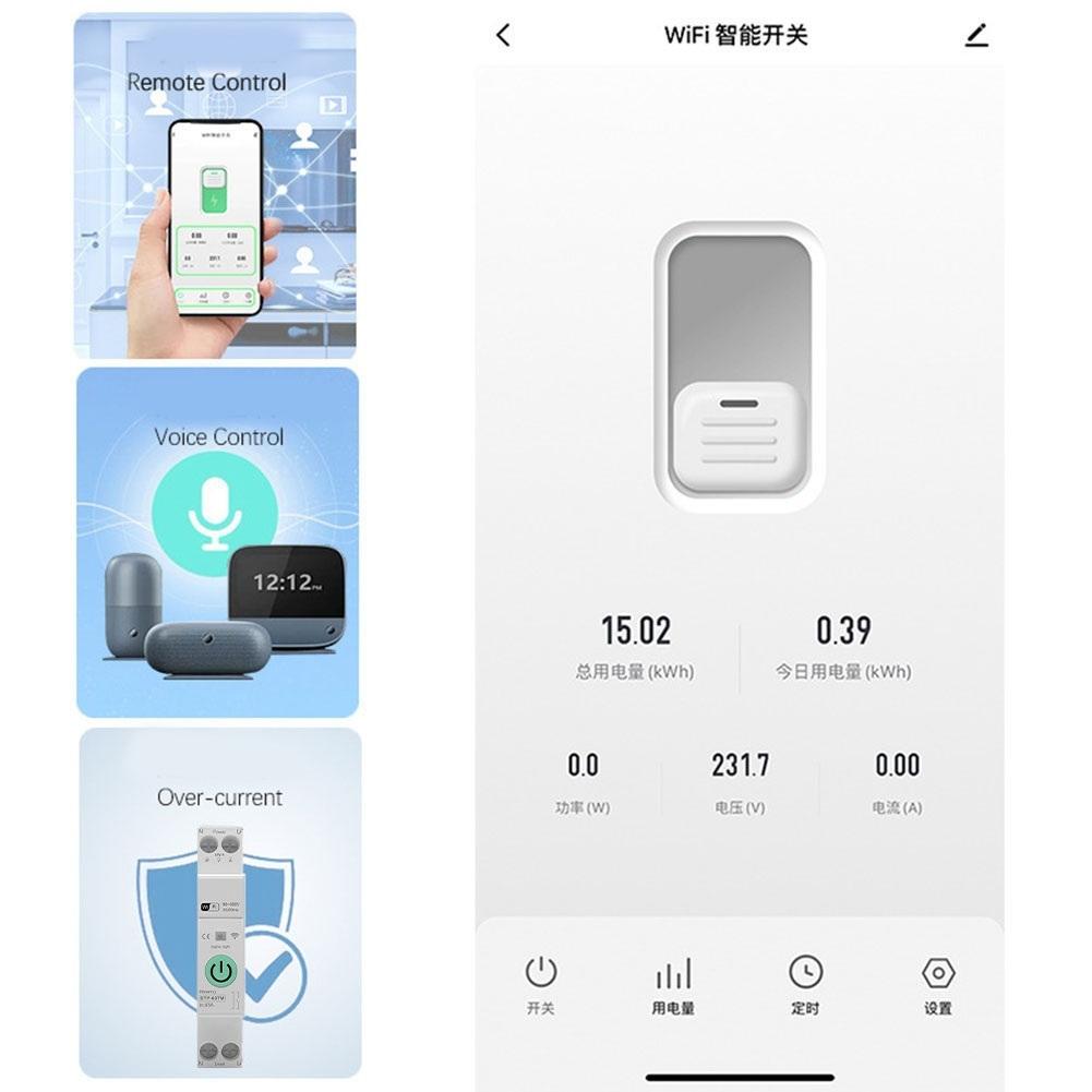 Multifunctional WIFI Smart Switch With Metering 82*50*18mm