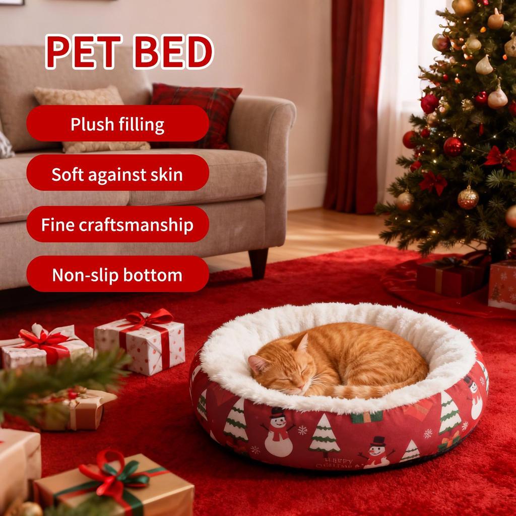 Christmas Dog Bed Christmas Calming Comfortable Pet Sofa Puppy Kitten Crate Kennel Bed For Home Dorm Bedroom Living Room Balcony