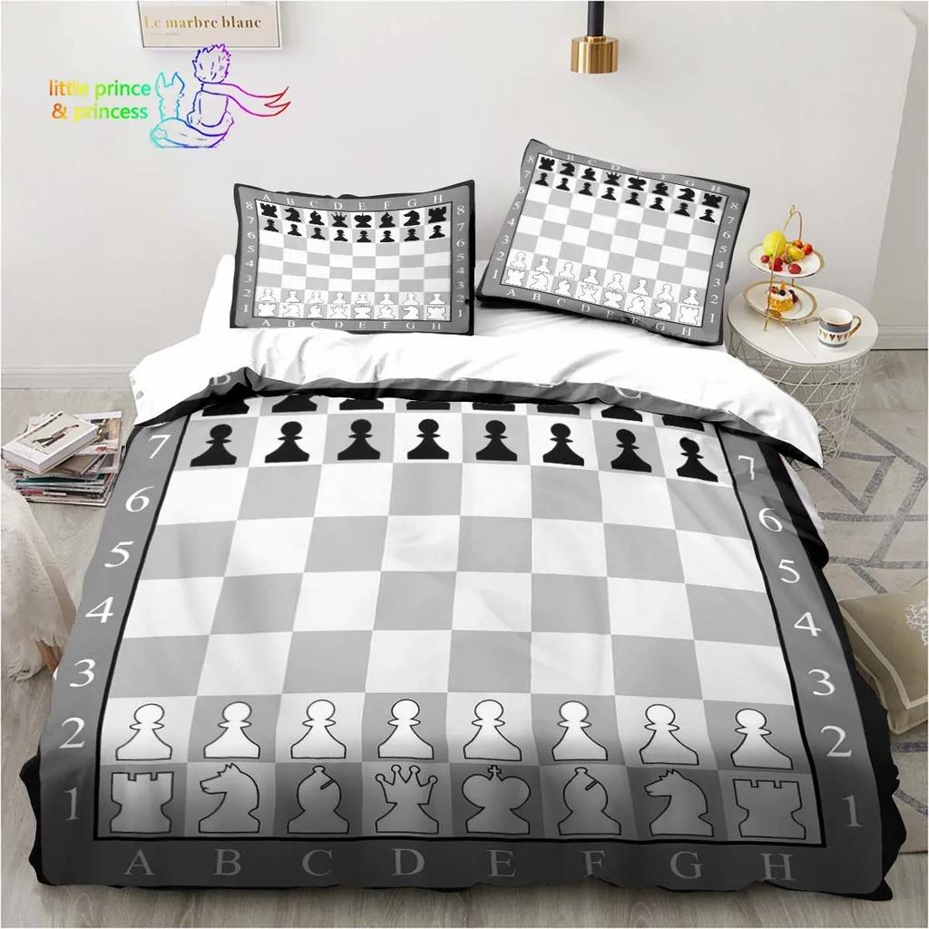 Funny Chess Board Comfortable Duvet Quilt Cover Pillowcase Bedding Set Children Bedroom Decoration Home Textile