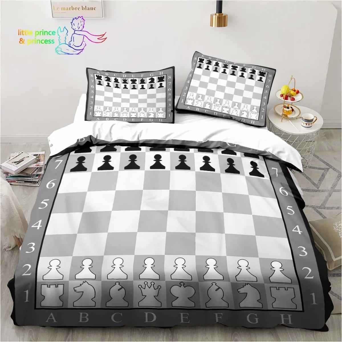 

Funny Chess Board Comfortable Duvet Quilt Cover Pillowcase Bedding Set Children Bedroom Decoration Home Textile 70x133cm 2pcs
