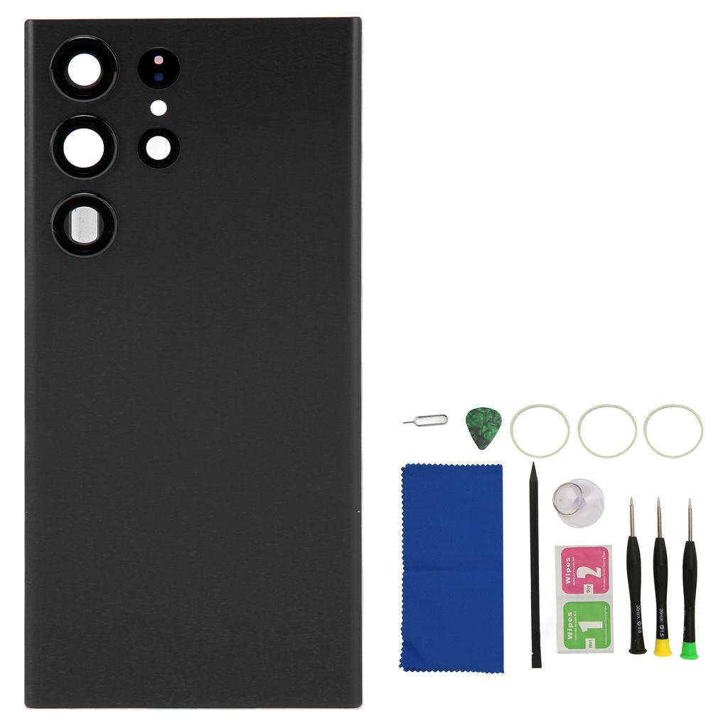 Handy Glas Rückseite Vorinstallierte Kameralinse Perfekte Passform Handy Rückseite Glasabdeckung für S23 Ultra Schwarz