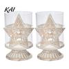Holiday Gift for Her 2Pcs Christmas Hollow Metal Candle Holder, Vintage Tabletop Tealight Lantern, Xmas Glass Lamp Elk, Tree, Star & Heart Silhouette