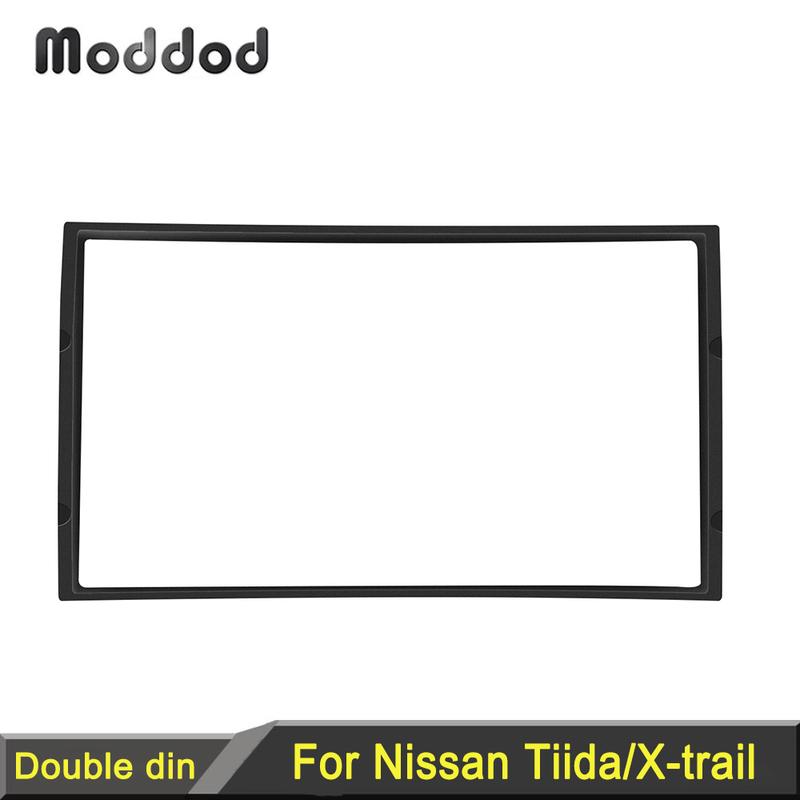Double Din Radio Fascia for Nissan Tiida X-trail Qashqai Patrol Juke Stereo Panel Dash Installation Bezel Fasca Kit Face Frame