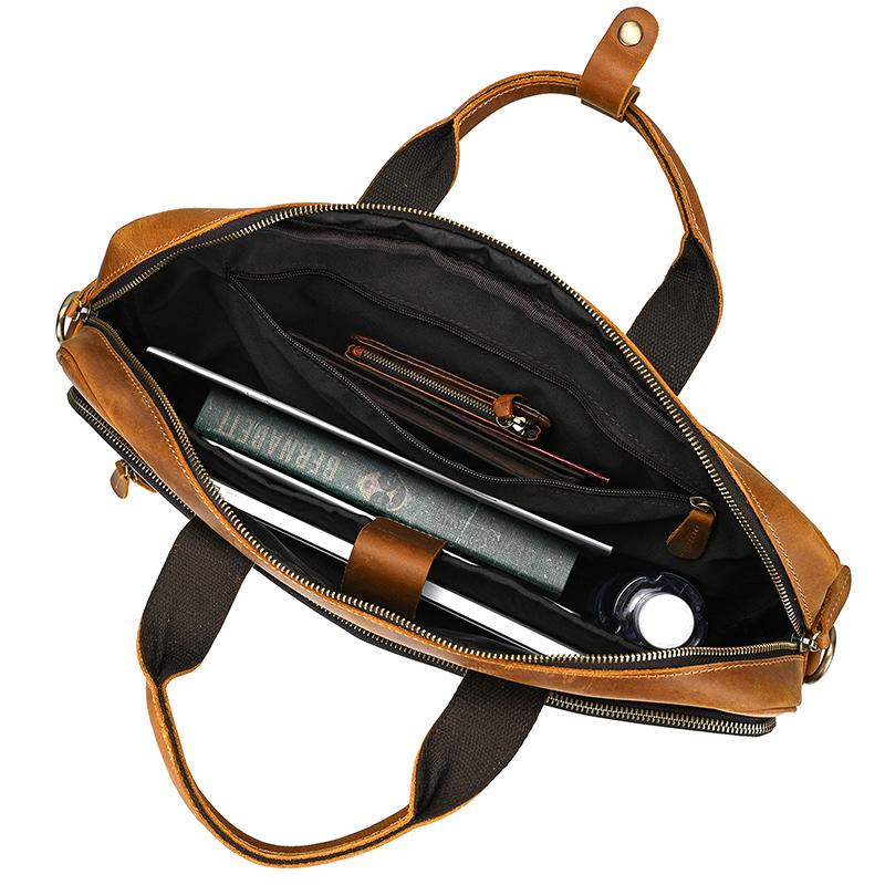 Real Cowskin Men's Shoulder Bags Genuine Leather Bussiness Laptop Bag 15.6 16 17.3 Inch Computer Bag Men Briefcase Bags Vintage