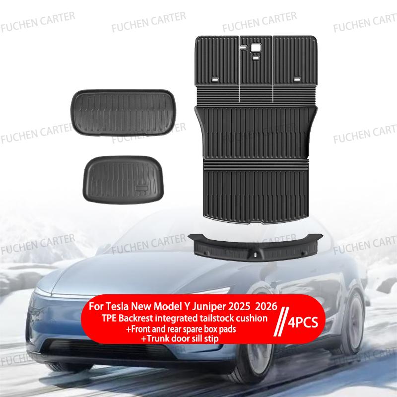 For Tesla New ModelY Juniper2025 2026 TPE metal pedal foot pad Waterproof Luggage Mat Wear-resistant Foot Pads ModelY Trunk Mats