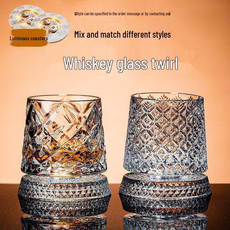 Rotating Crystal Whiskey Glass