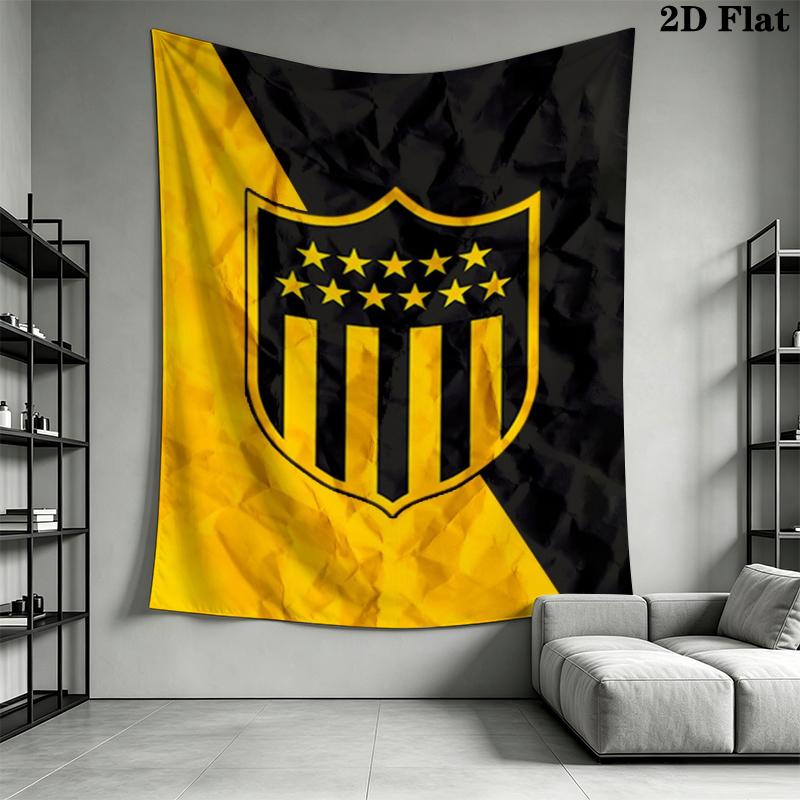 Penarol Fußballverein Wandteppich Ästhetisches Wandbehang Gedruckter Stoffdecke Dekorative Wandteppiche für Schlafzimmer Wohnzimmer Heimdekoration