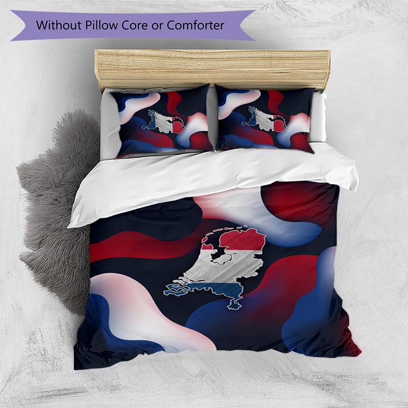 Netherlands Football Printed Bedding 3 Piece Set Cozy Breathable Bed Cover Set as Housewarming Holiday Gift