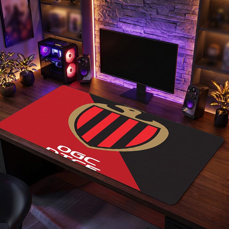 OGC Nice FC Theme Pattern Mouse Pad, Soccer Logo Design XXL Gaming Desk Mat Non-Slip Computer Mouse Pad