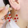 Elegant Red Rose Star Wave Earrings - High-End Light Luxury Long Studs for Women