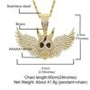 Europäischer und Amerikanischer Stil Kupfer Inlay Zirkon Geister Schädel Anhänger, Hip-hop Punk Stil Herren Halskette