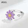 SMJEL Fidget Spinner Ring Anxiety for Women Crystal Demon Eyes Anti Stress Rings Flower Planet Sun Rotating Jewelry Wedding Gift