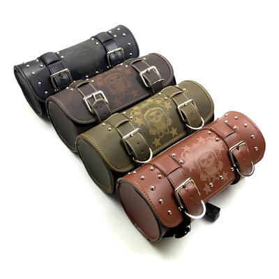Bolsa de herramientas para motocicleta Universal, negra, horquilla delantera, manillar, alforja, rollo de barril, barril trasero de carreras