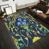 Ornate Floral Carpet, Blue Background, Decorative Irises, Elegant Style Suitable for Use As an Anti-slip for Living Room Bedroom Sofas