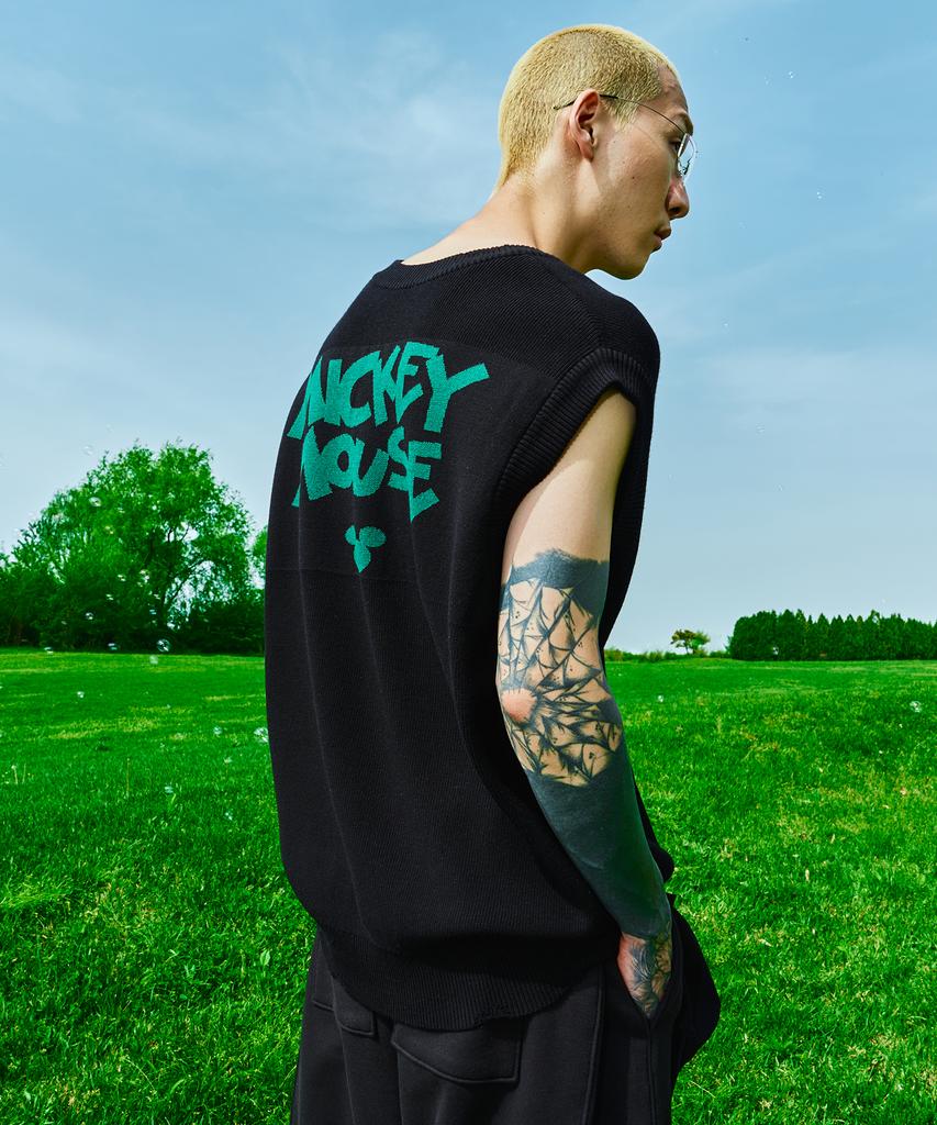 The Identity Project [Collaboration] Mickey Mouse Knit Vest [Black]