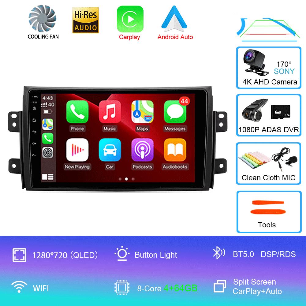 Car Radio Android 14 Carplay for Suzuki SX4 2006-2013 Fiat Sedici 2005-2014 Navigation Multimedia Video Player Audio 2din Stereo