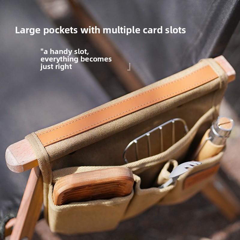 1PCS Cotton Canvas Camping Chair Armrest Organizer Pouch Multi-functional Portable Storage Bag for Outdoor Accessories