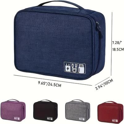 1 sac de rangement grande capacité, câble de données étanche multifonctionnel, étui pour écouteurs, trousse de toilette compartimentée, transport pratique