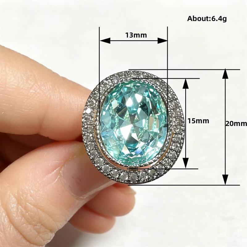 Huitan Round Shaped Women Two Tone Ring Gentle Wedding Party Inlaid Brilliant Blue Cubic Zirconia Fashion Accessories Jewelry