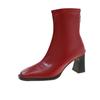 Square Toe Women Ankle Boots Thin Mid Heels Beiga/red/green Back Zipper Dress Sock Boots Woman Size 35-42 Botines Para Mujeres