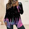 Women Plus Size Square Neck Long Sleeve T Shirt Vintage American Flag Star Stripe Print Double Layer Front Top