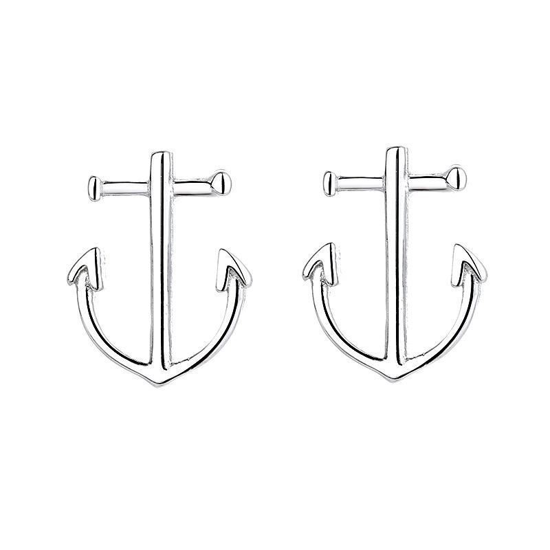 

Серьги-гвоздики в форме лодки и якоря из стерлингового серебра S925, простые персонализированные универсальные модные серьги-гвоздики в корейском стиле для мужчин и женщин 925