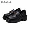 Chunky Heel Low-top Loafers Handmade Retro Casual Shoes Fashion Versatile Thick Bottom Women's Shoes