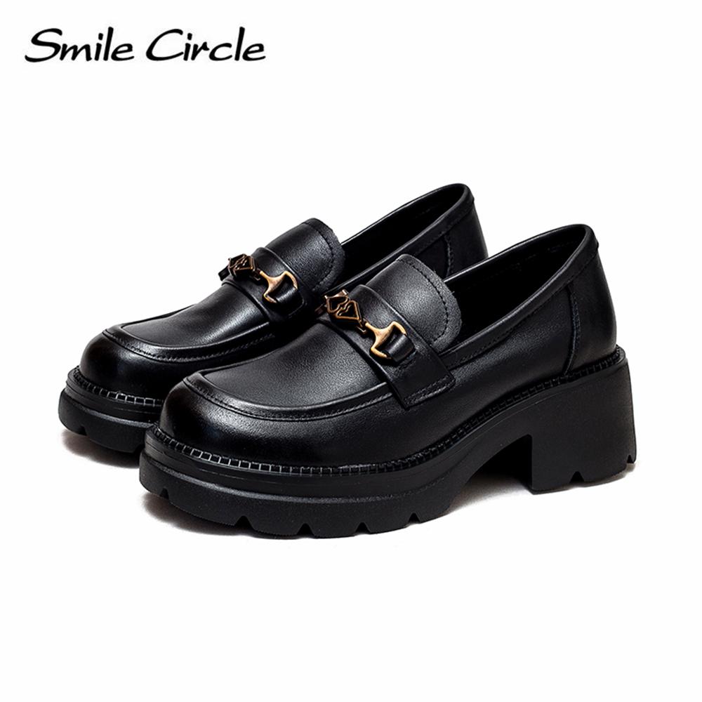 Chunky Heel Low-top Loafers Handmade Retro Casual Shoes Fashion Versatile Thick Bottom Women's Shoes