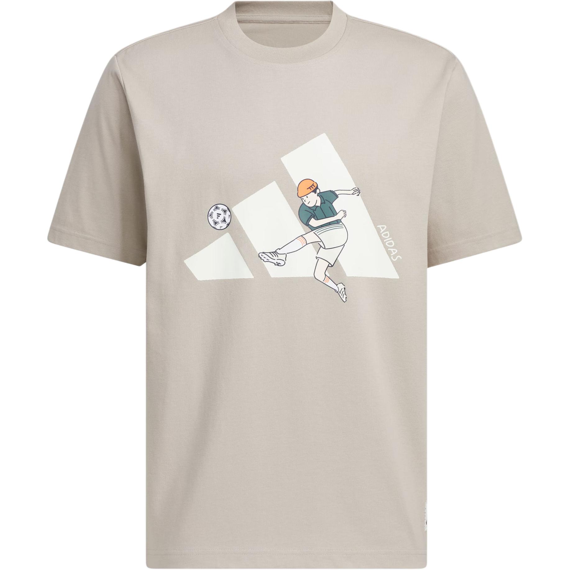 

Adidas Футболка с графическим принтом на футбольную тематику, мягкая, удобная, свободного кроя, с коротким рукавом, мужская, KC5318 L