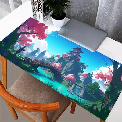 1pc Cartoon Landscape Anime Mouse Pad Big Large Desk Mat Non-Slip Rubber Base Long Keyboard Mousepad for PC Computer Laptop Unisex