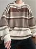Men's Retro Striped Color-Block Knit Sweater - Casual & Loose Fit for Autumn/Winter